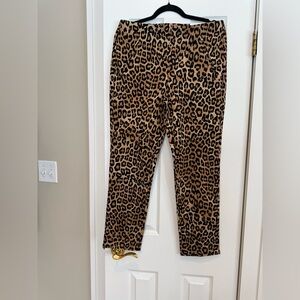 Chico's Black and Tan Leopard Print Pants SO Slimming Juliet Ankle Size 1R or 8